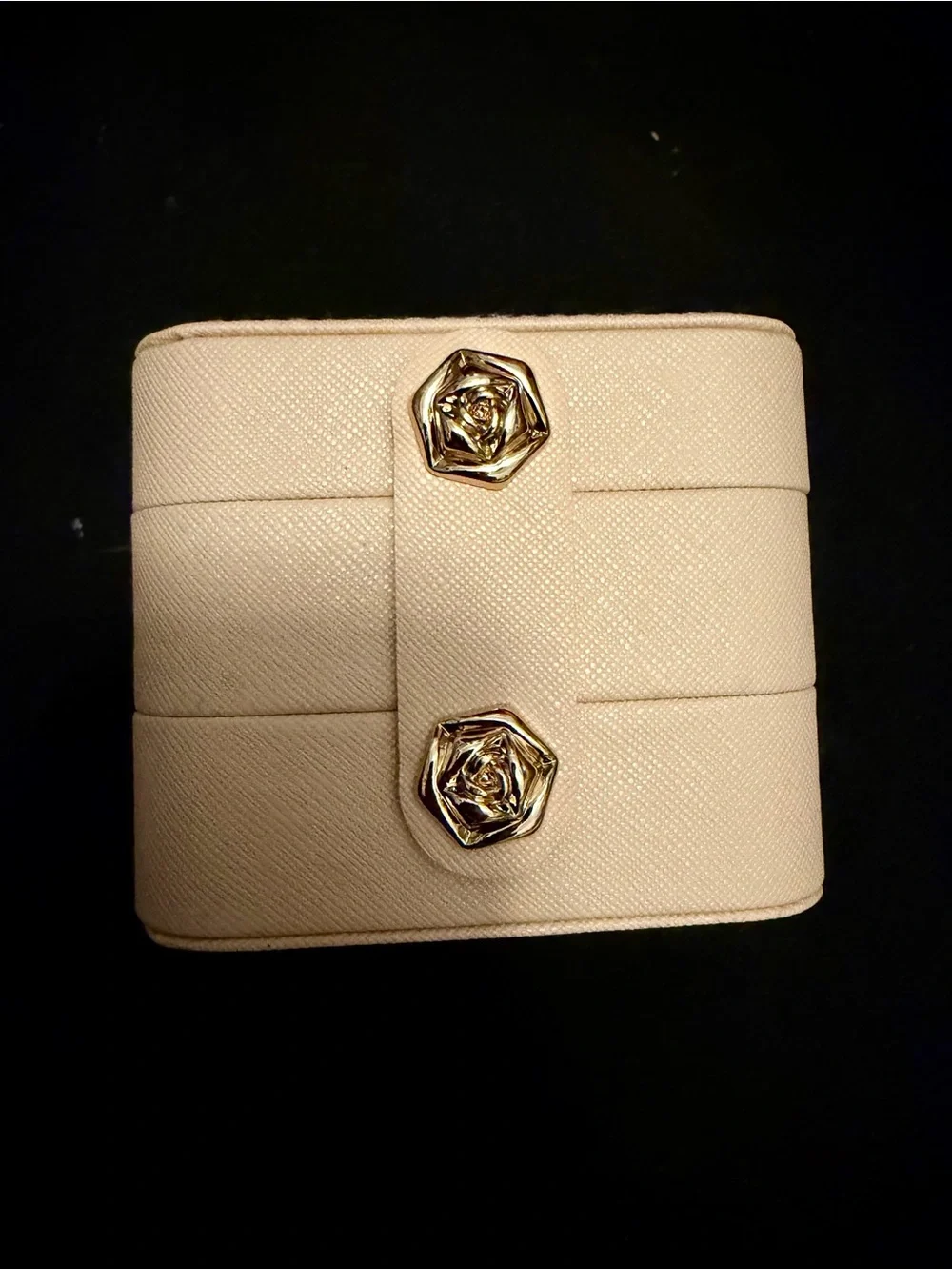 Compact Pale Pink Jewelry Case with Gold Hardware NEW